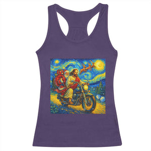 Dirt Bike Motocross Racerback Tank Top Jesus Santa Christmas Starry Night TS14 Purple Print Your Wear