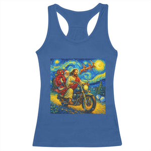 Dirt Bike Motocross Racerback Tank Top Jesus Santa Christmas Starry Night TS14 Royal Blue Print Your Wear