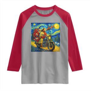 Dirt Bike Motocross Raglan Shirt Jesus Santa Christmas Starry Night TS14 Sport Gray Red Print Your Wear