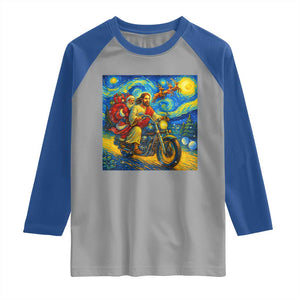 Dirt Bike Motocross Raglan Shirt Jesus Santa Christmas Starry Night TS14 Sport Gray Royal Print Your Wear
