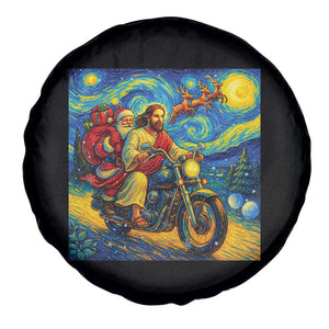 Dirt Bike Motocross Spare Tire Cover Jesus Santa Christmas Starry Night TS14 Print Your Wear