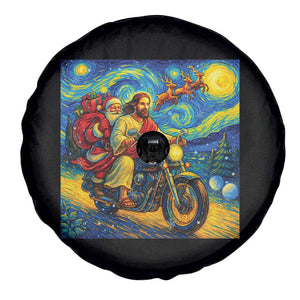 Dirt Bike Motocross Spare Tire Cover Jesus Santa Christmas Starry Night TS14 Print Your Wear