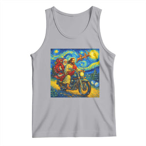 Dirt Bike Motocross Tank Top Jesus Santa Christmas Starry Night TS14 Athletic Heather Print Your Wear