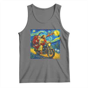 Dirt Bike Motocross Tank Top Jesus Santa Christmas Starry Night TS14 Black Heather Print Your Wear