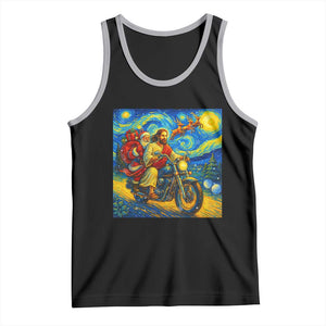 Dirt Bike Motocross Tank Top Jesus Santa Christmas Starry Night TS14 Black Athletic Heather Print Your Wear