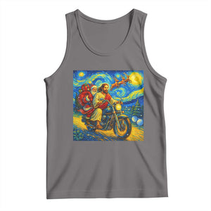 Dirt Bike Motocross Tank Top Jesus Santa Christmas Starry Night TS14 Deep Heather Print Your Wear