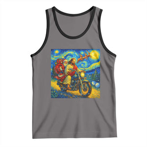 Dirt Bike Motocross Tank Top Jesus Santa Christmas Starry Night TS14 Deep Heather Black Print Your Wear