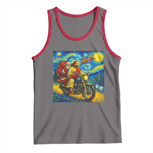 Dirt Bike Motocross Tank Top Jesus Santa Christmas Starry Night TS14 Deep Heather Red Print Your Wear