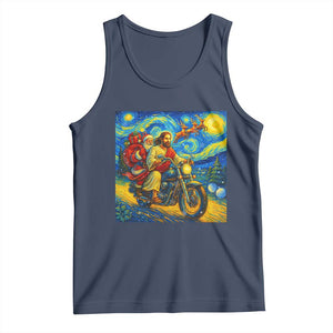 Dirt Bike Motocross Tank Top Jesus Santa Christmas Starry Night TS14 Navy Print Your Wear