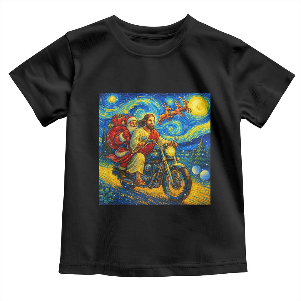 Dirt Bike Motocross Toddler T Shirt Jesus Santa Christmas Starry Night TS14 Black Print Your Wear