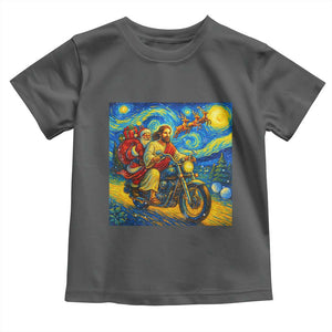 Dirt Bike Motocross Toddler T Shirt Jesus Santa Christmas Starry Night TS14 Dark Heather Print Your Wear