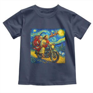 Dirt Bike Motocross Toddler T Shirt Jesus Santa Christmas Starry Night TS14 Navy Print Your Wear