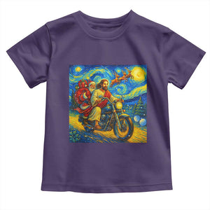 Dirt Bike Motocross Toddler T Shirt Jesus Santa Christmas Starry Night TS14 Purple Print Your Wear