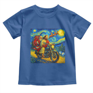 Dirt Bike Motocross Toddler T Shirt Jesus Santa Christmas Starry Night TS14 Royal Blue Print Your Wear