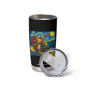 Dirt Bike Motocross Tumbler Cup Jesus Santa Christmas Starry Night TS14 Print Your Wear