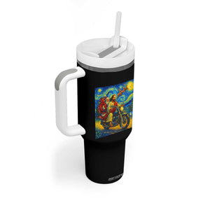 Dirt Bike Motocross Tumbler With Handle Jesus Santa Christmas Starry Night TS14 Print Your Wear