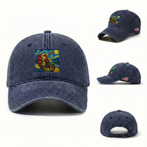 Dirt Bike Motocross Washed Cotton Baseball Cap Jesus Santa Christmas Starry Night TS14 Washed Cap Universal Fit Navy Print Your Wear