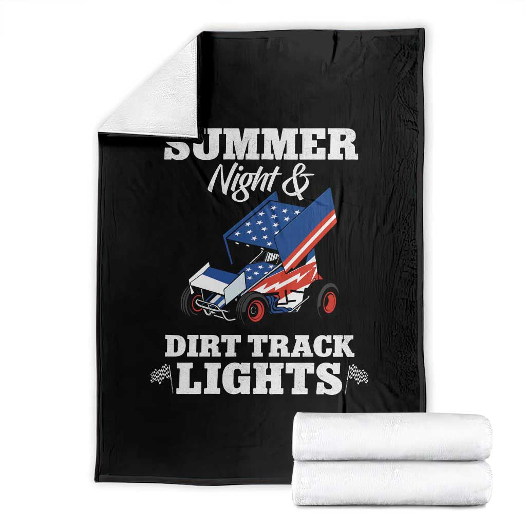 Sprint Car Racing Throw Blanket Summer Nights And Dirt Track Lights TS14 Black Print Your Wear