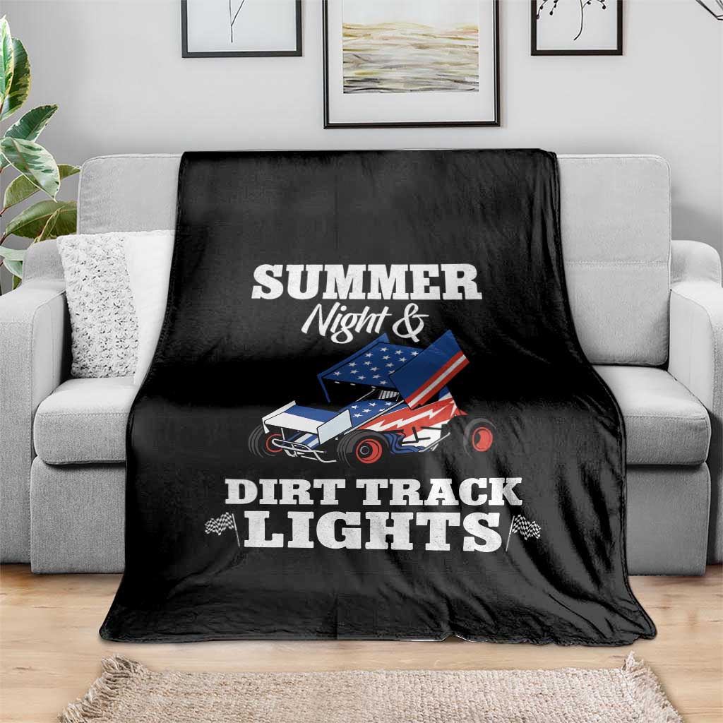 Sprint Car Racing Throw Blanket Summer Nights And Dirt Track Lights TS14 Print Your Wear