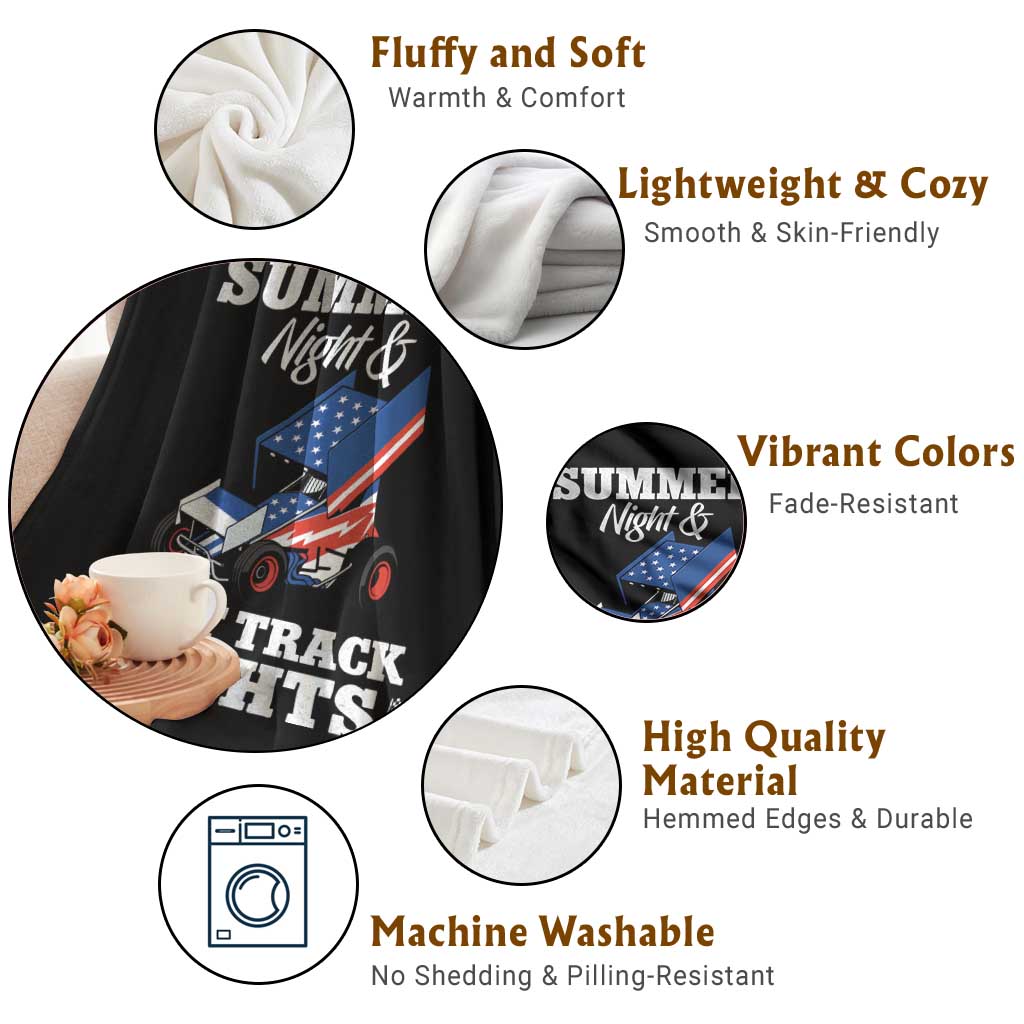 Sprint Car Racing Throw Blanket Summer Nights And Dirt Track Lights TS14 Print Your Wear