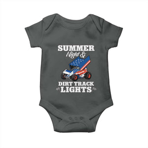 Sprint Car Racing Baby Onesie Summer Nights And Dirt Track Lights TS14 Dark Heather Print Your Wear