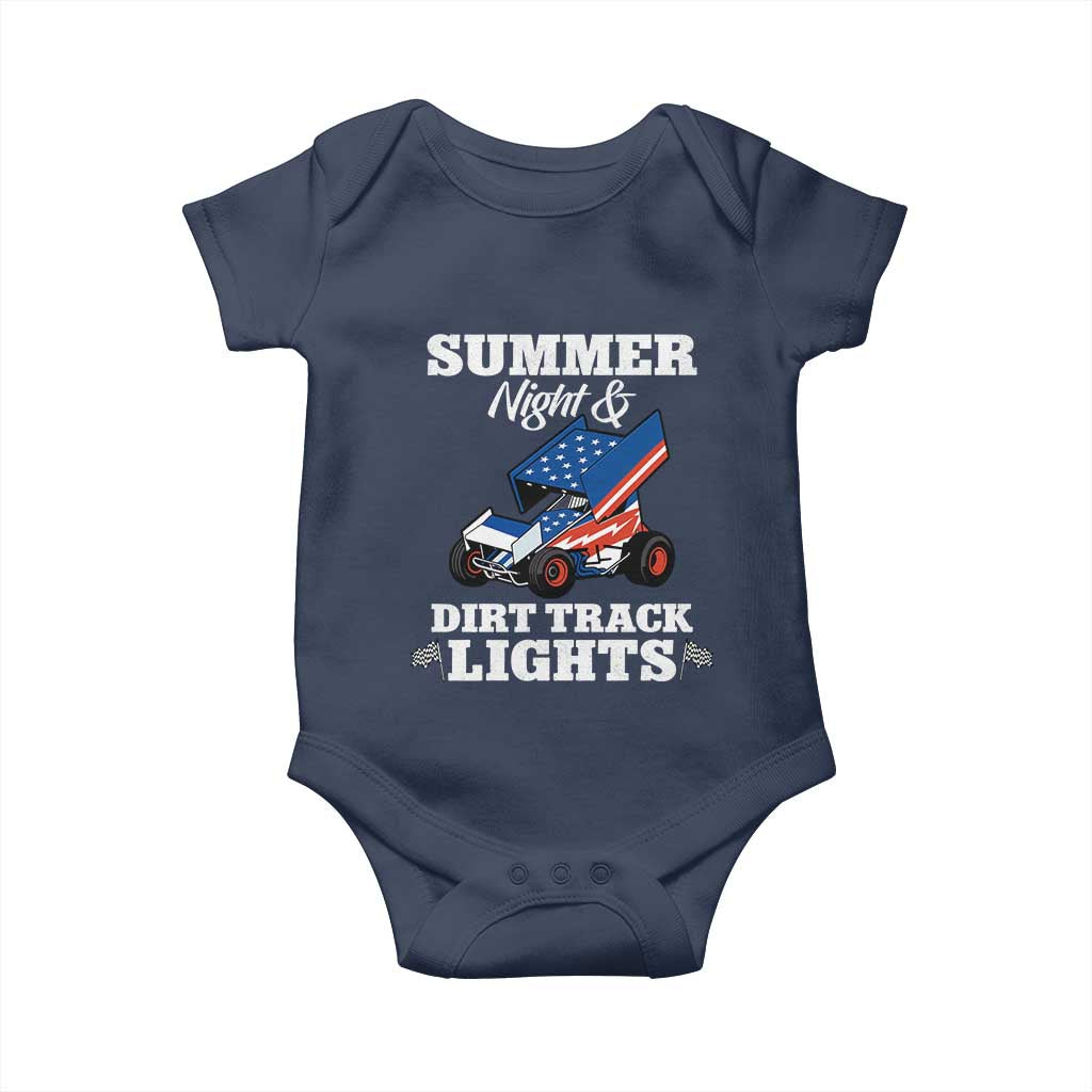 Sprint Car Racing Baby Onesie Summer Nights And Dirt Track Lights TS14 Navy Print Your Wear