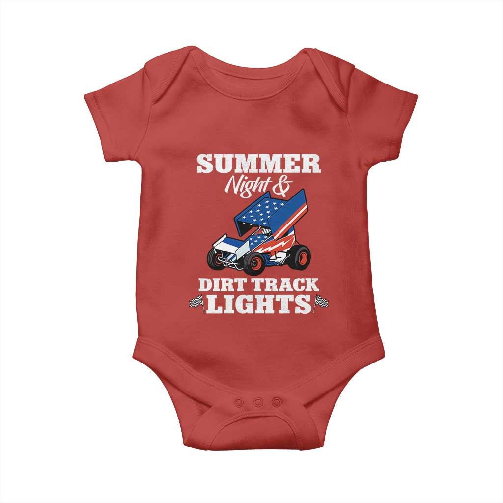 Sprint Car Racing Baby Onesie Summer Nights And Dirt Track Lights TS14 Red Print Your Wear