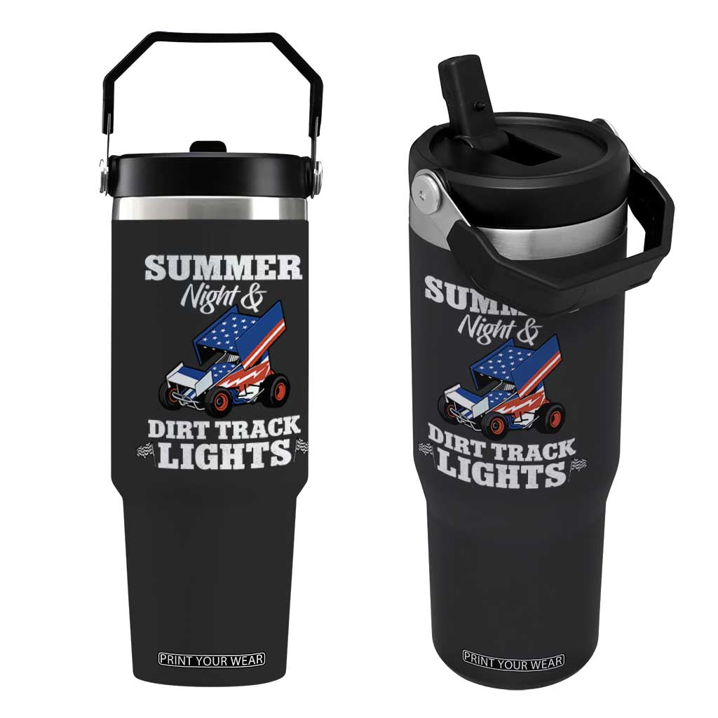 Sprint Car Racing Flip Straw Tumbler Summer Nights And Dirt Track Lights TS14 One Size: 30 oz Black Print Your Wear