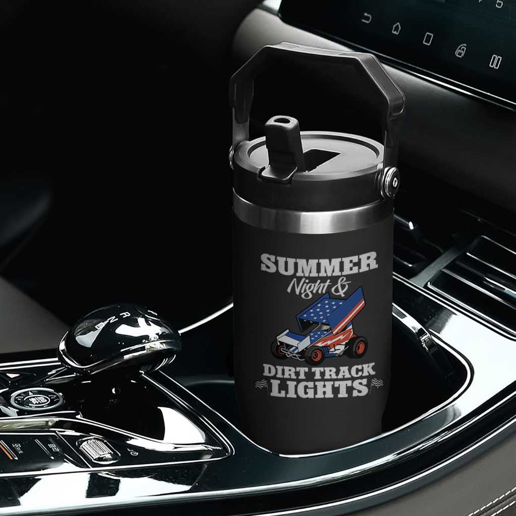 Sprint Car Racing Flip Straw Tumbler Summer Nights And Dirt Track Lights TS14 Print Your Wear