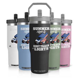 Sprint Car Racing Flip Straw Tumbler Summer Nights And Dirt Track Lights TS14 Print Your Wear