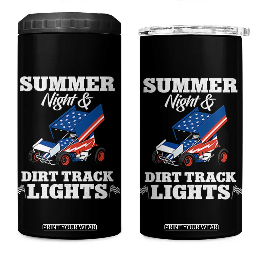 Sprint Car Racing 4 in 1 Can Cooler Tumbler Summer Nights And Dirt Track Lights TS14 One Size: 16 oz Black Print Your Wear