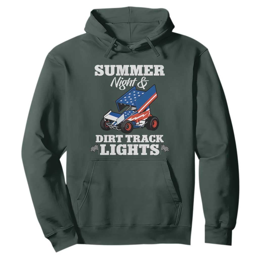 Sprint Car Racing Hoodie Summer Nights And Dirt Track Lights TS14 Dark Forest Green Print Your Wear