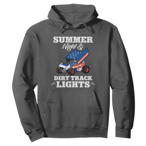 Sprint Car Racing Hoodie Summer Nights And Dirt Track Lights TS14 Dark Heather Print Your Wear