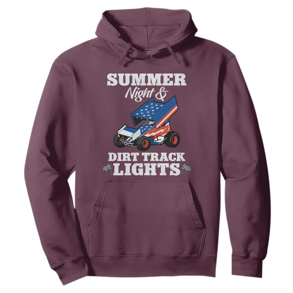 Sprint Car Racing Hoodie Summer Nights And Dirt Track Lights TS14 Maroon Print Your Wear