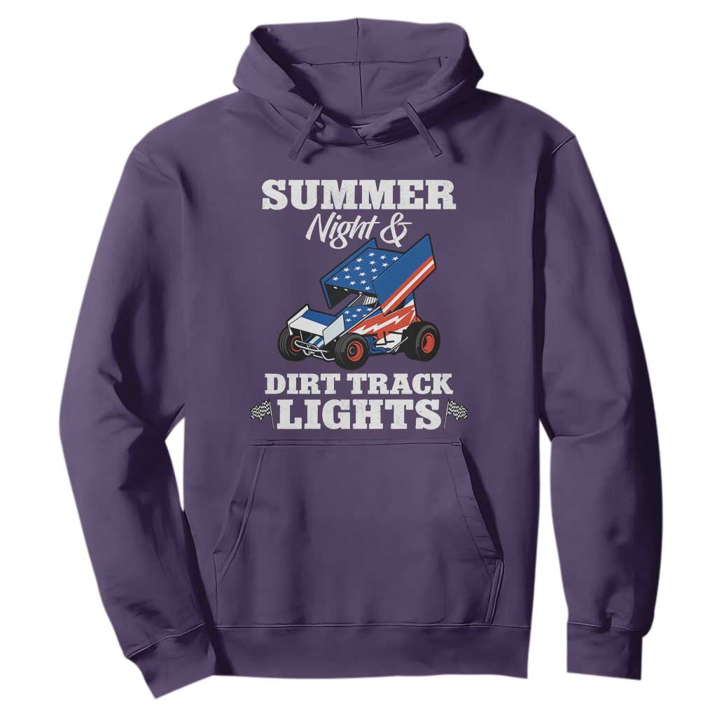 Sprint Car Racing Hoodie Summer Nights And Dirt Track Lights TS14 Purple Print Your Wear