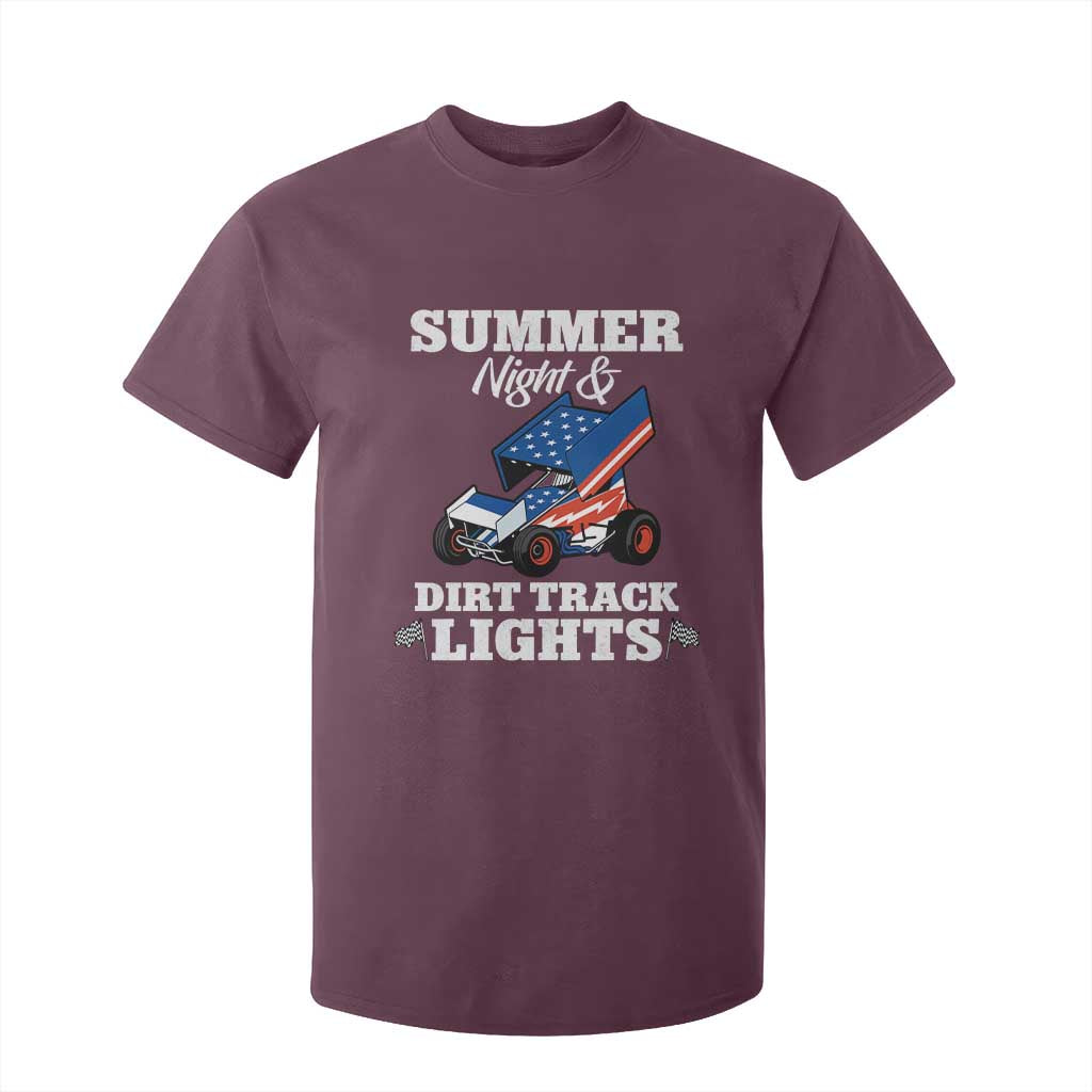 Sprint Car Racing T Shirt For Kid Summer Nights And Dirt Track Lights TS14 Maroon Print Your Wear