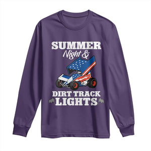 Sprint Car Racing Long Sleeve Shirt Summer Nights And Dirt Track Lights TS14 Purple Print Your Wear