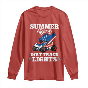 Sprint Car Racing Long Sleeve Shirt Summer Nights And Dirt Track Lights TS14 Red Print Your Wear