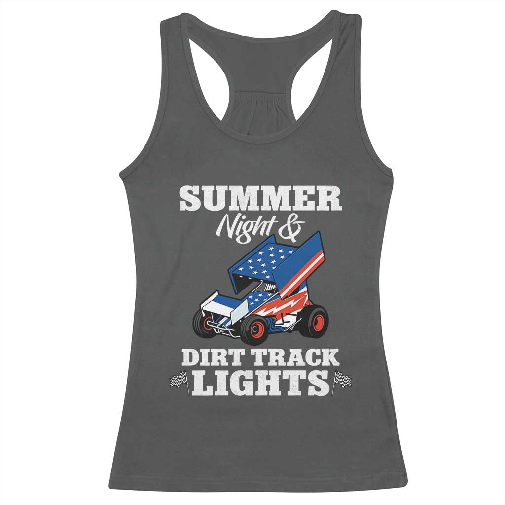 Sprint Car Racing Racerback Tank Top Summer Nights And Dirt Track Lights TS14 Dark Heather Print Your Wear