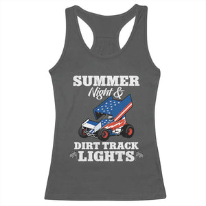 Sprint Car Racing Racerback Tank Top Summer Nights And Dirt Track Lights TS14 Dark Heather Print Your Wear
