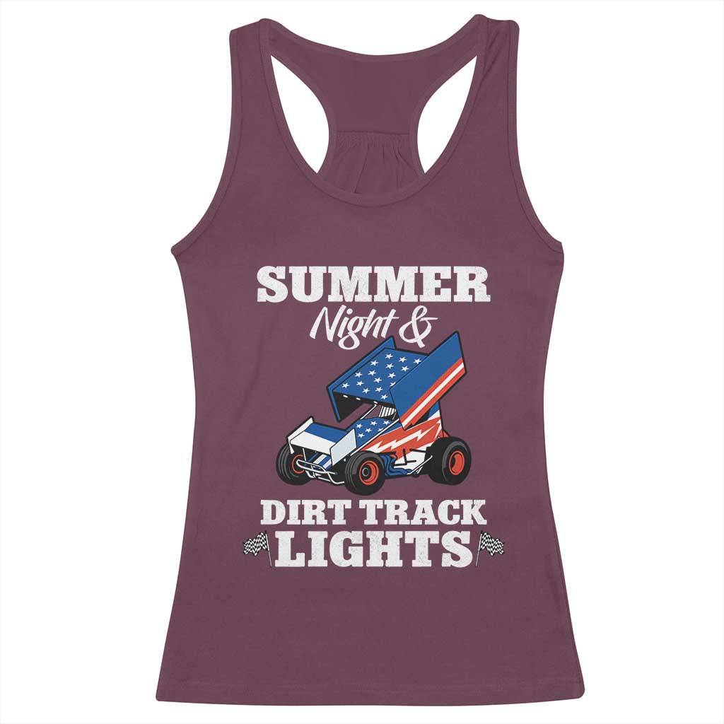 Sprint Car Racing Racerback Tank Top Summer Nights And Dirt Track Lights TS14 Maroon Print Your Wear