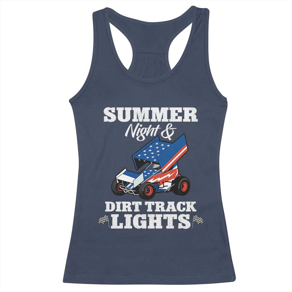 Sprint Car Racing Racerback Tank Top Summer Nights And Dirt Track Lights TS14 Navy Print Your Wear