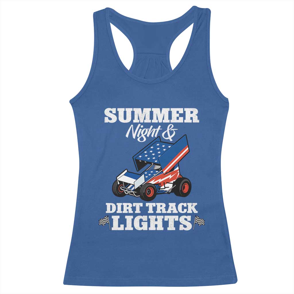 Sprint Car Racing Racerback Tank Top Summer Nights And Dirt Track Lights TS14 Royal Blue Print Your Wear