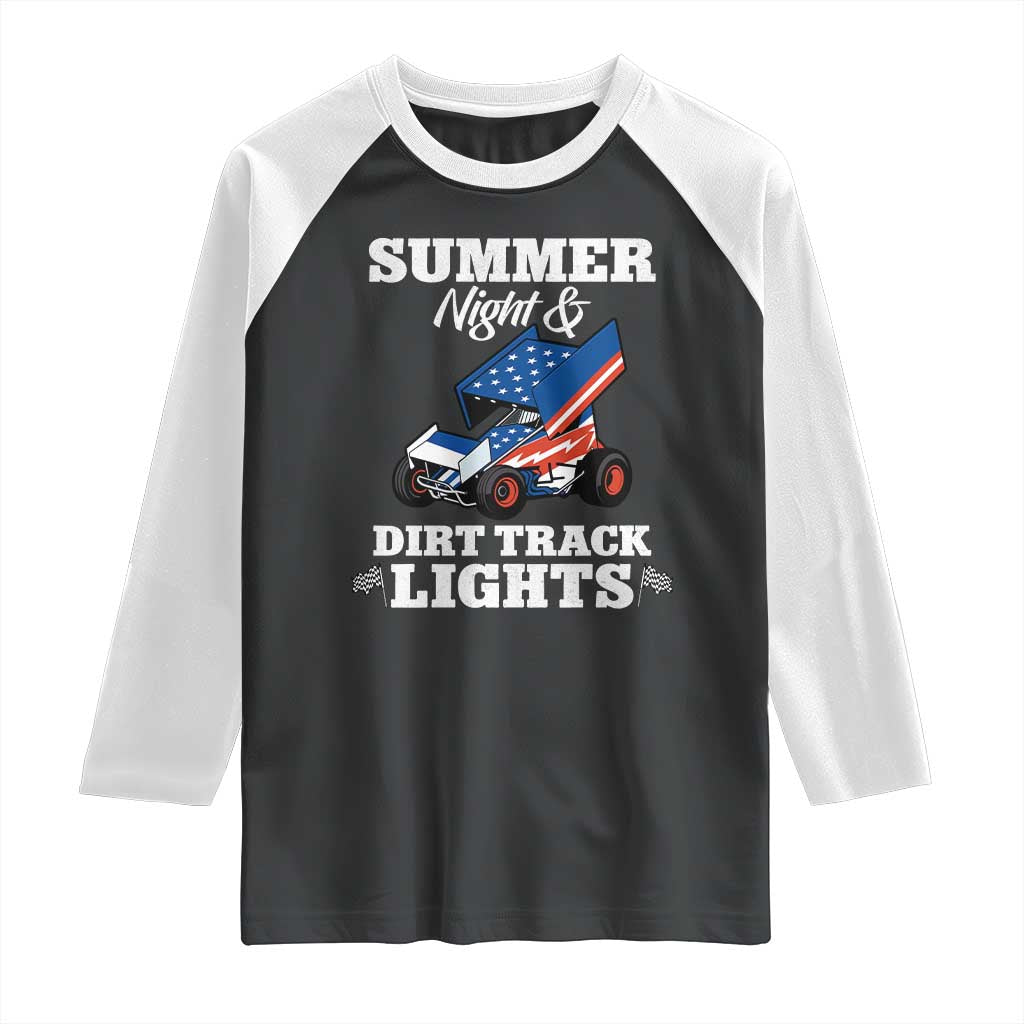 Sprint Car Racing Raglan Shirt Summer Nights And Dirt Track Lights TS14 Black White Print Your Wear