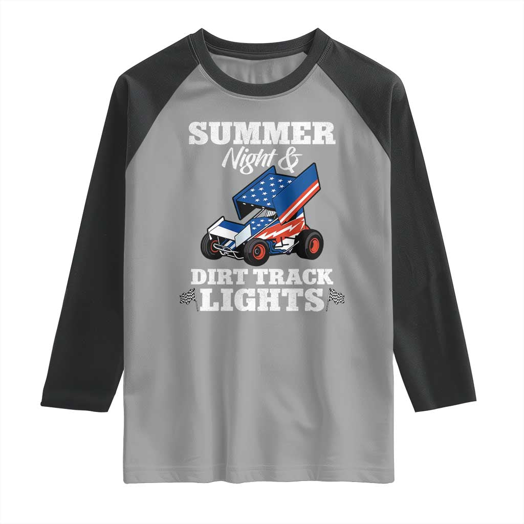 Sprint Car Racing Raglan Shirt Summer Nights And Dirt Track Lights TS14 Sport Gray Black Print Your Wear