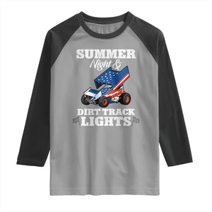 Sprint Car Racing Raglan Shirt Summer Nights And Dirt Track Lights TS14 Sport Gray Black Print Your Wear