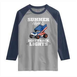 Sprint Car Racing Raglan Shirt Summer Nights And Dirt Track Lights TS14 Sport Gray Navy Print Your Wear