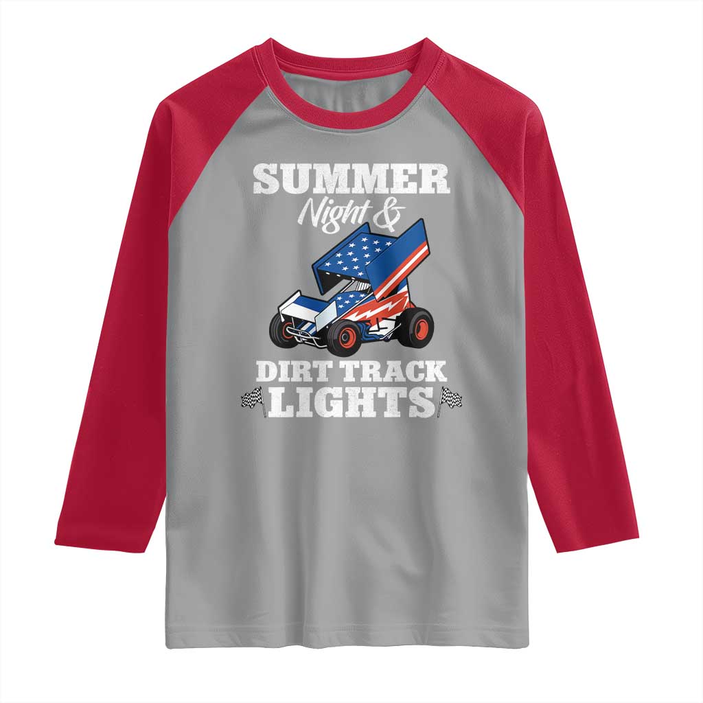 Sprint Car Racing Raglan Shirt Summer Nights And Dirt Track Lights TS14 Sport Gray Red Print Your Wear