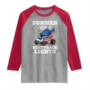 Sprint Car Racing Raglan Shirt Summer Nights And Dirt Track Lights TS14 Sport Gray Red Print Your Wear