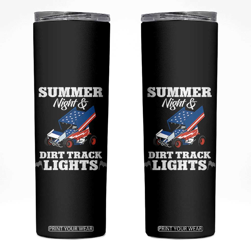 Sprint Car Racing Skinny Tumbler Summer Nights And Dirt Track Lights TS14 Black Print Your Wear